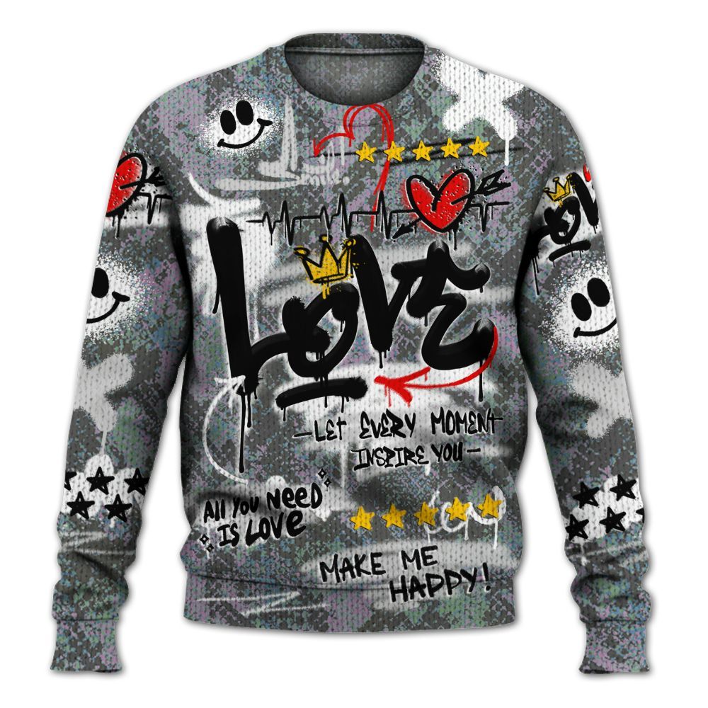 Knitted Sweater To Match Low CNY Year Of The Snake 11s - Happy Love Beats Graffiti Streetwear