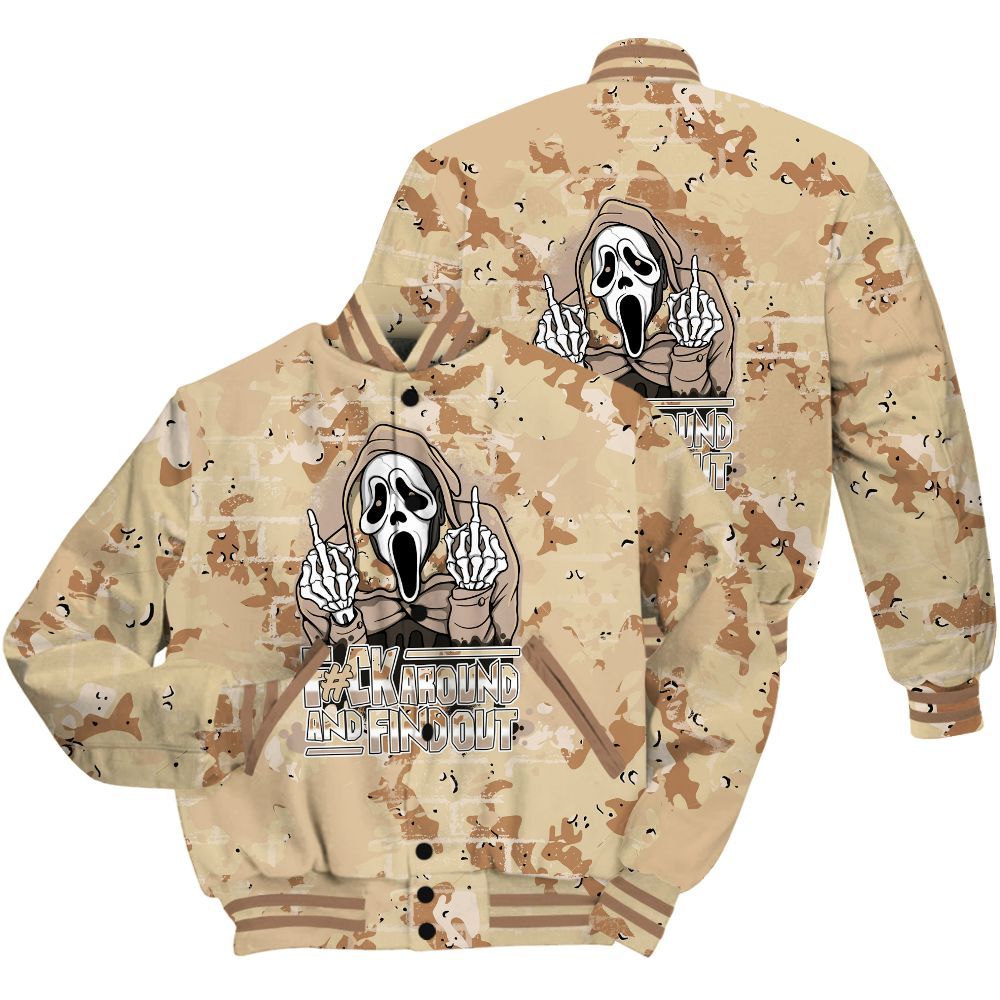 Varsity Jacket To Match Desert Camo 3s Shirt - F#CK And Find Out Graphic Halloween All Over Print