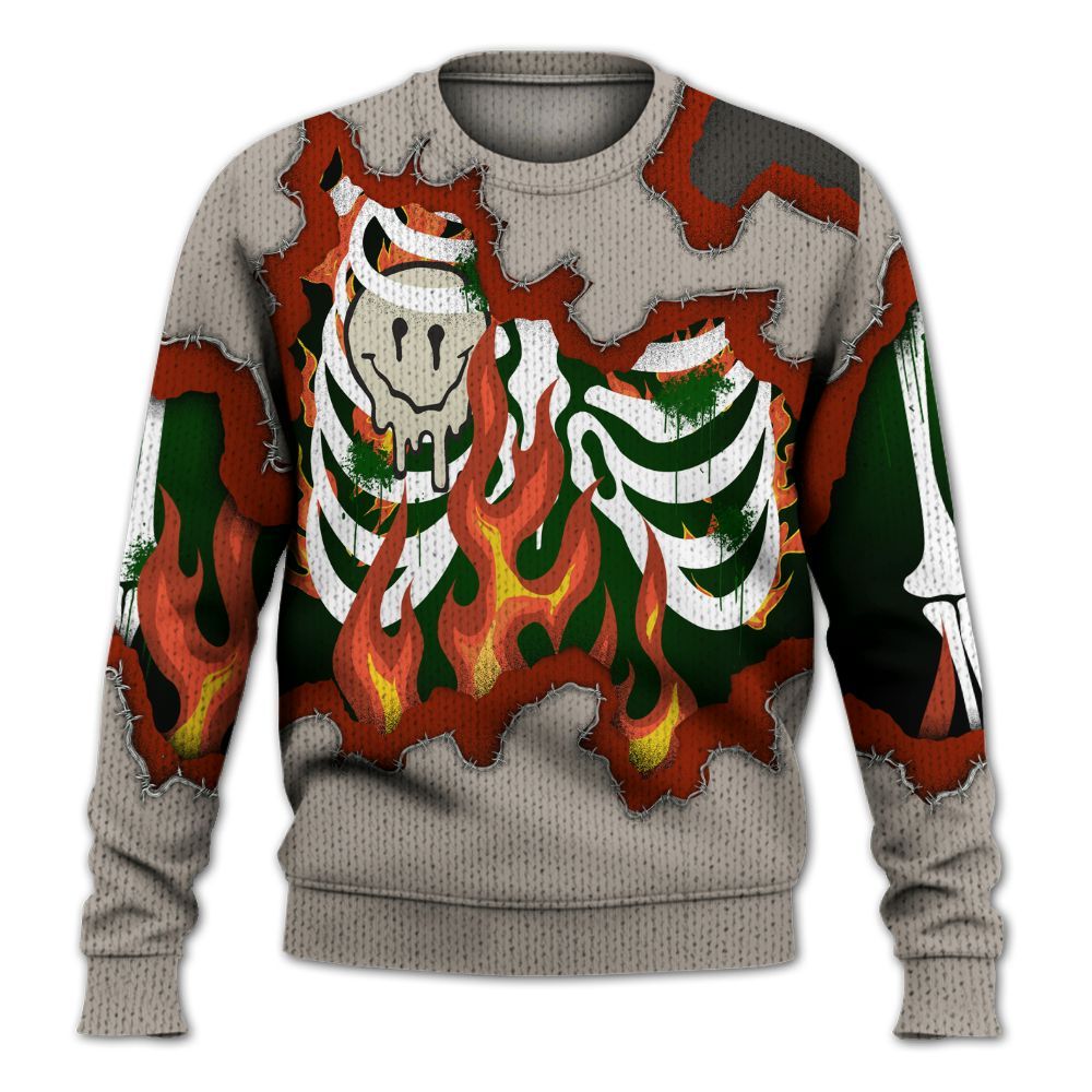 Knitted Sweater To Match El Grito 5s - Skeleton On Fire Skrrt