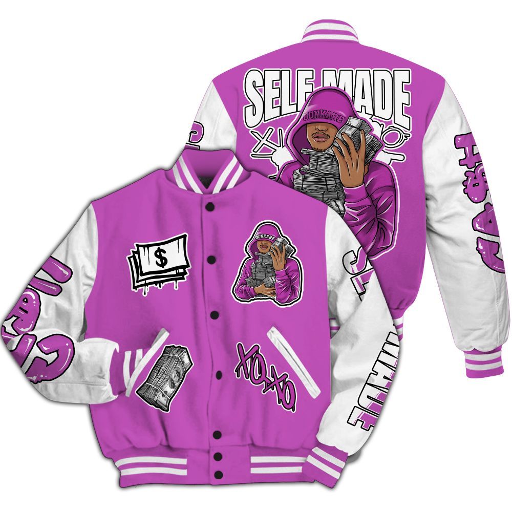 Varsity Jacket To Match Hyper Violet 4s - Selfmade Unique All Over Print