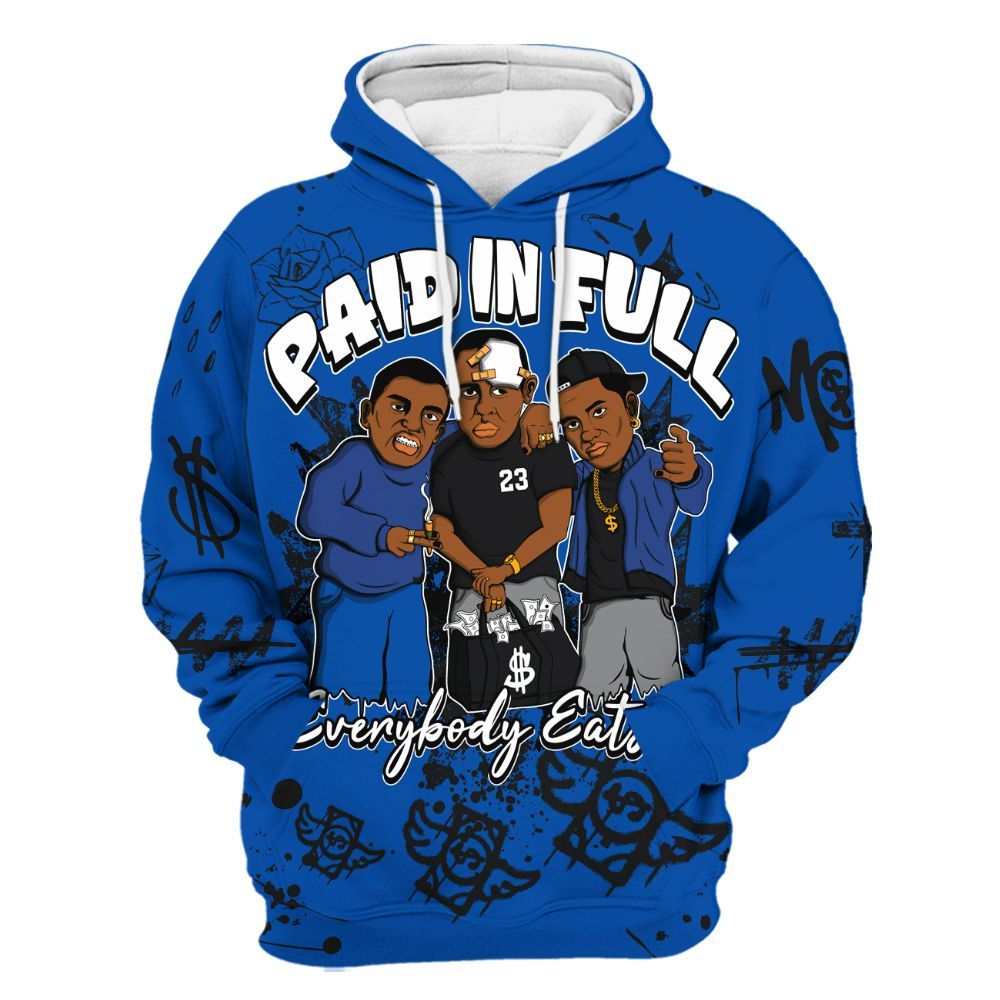 Hoodie To Match Racer Blue 5s - Everybody Paid In Full Crayon All Over Print