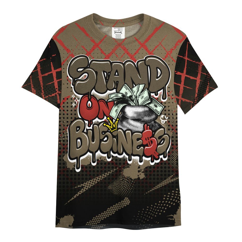 Shirt To Match Olive 9s - Halftone Stand Business Dripping All Over Print