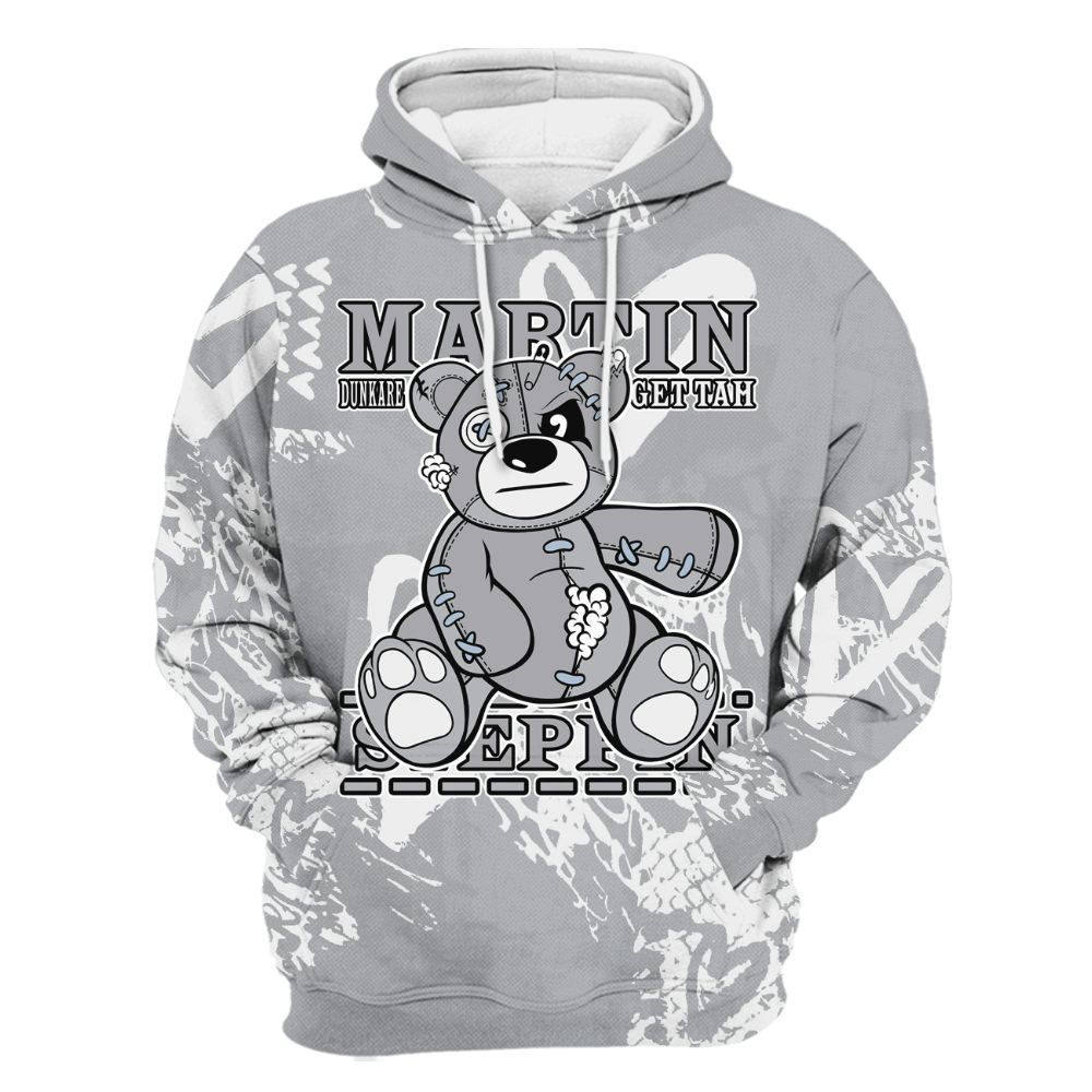 Hoodie To Match Low OG Wolf Grey 1s - Tah Steppin Bear Heart Grunge All Over Print