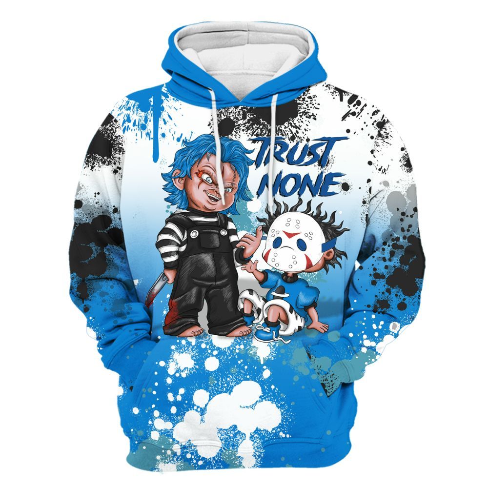 Hoodie To Match High OG FragmentxULA White Black 1s - Trust No One Scary All Over Print