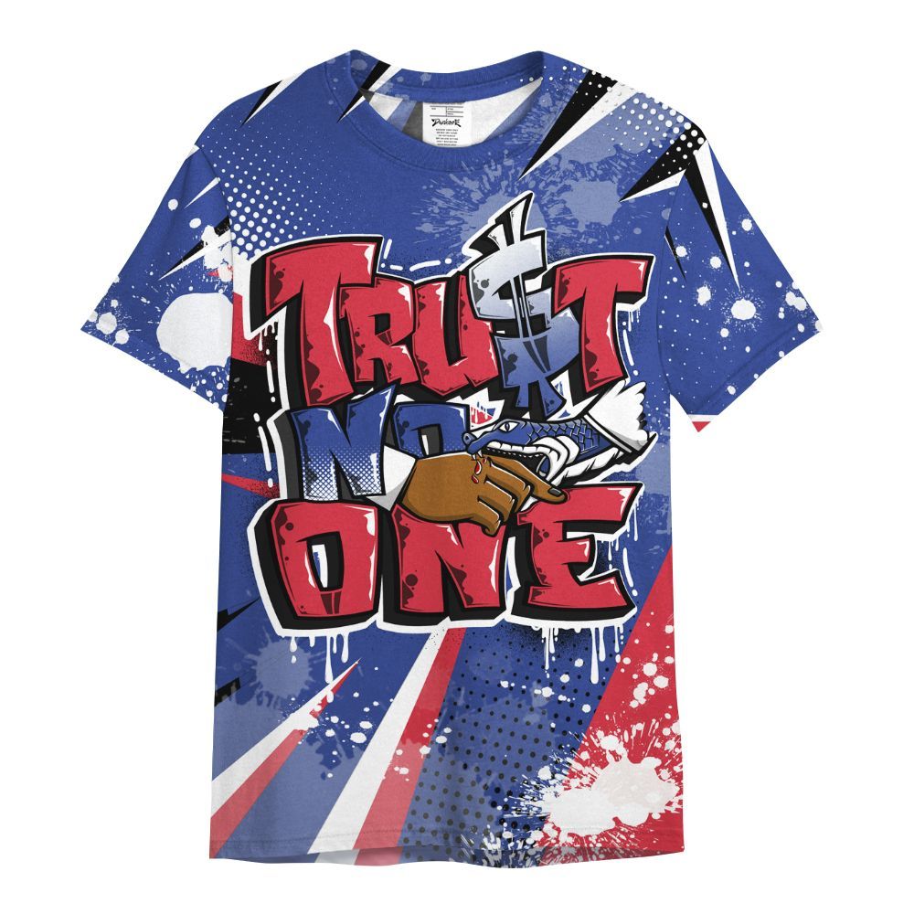 Shirt To Match Air Griffey Max USA Red White Blue 1s - Poly Trust No One Dripping All Over Print