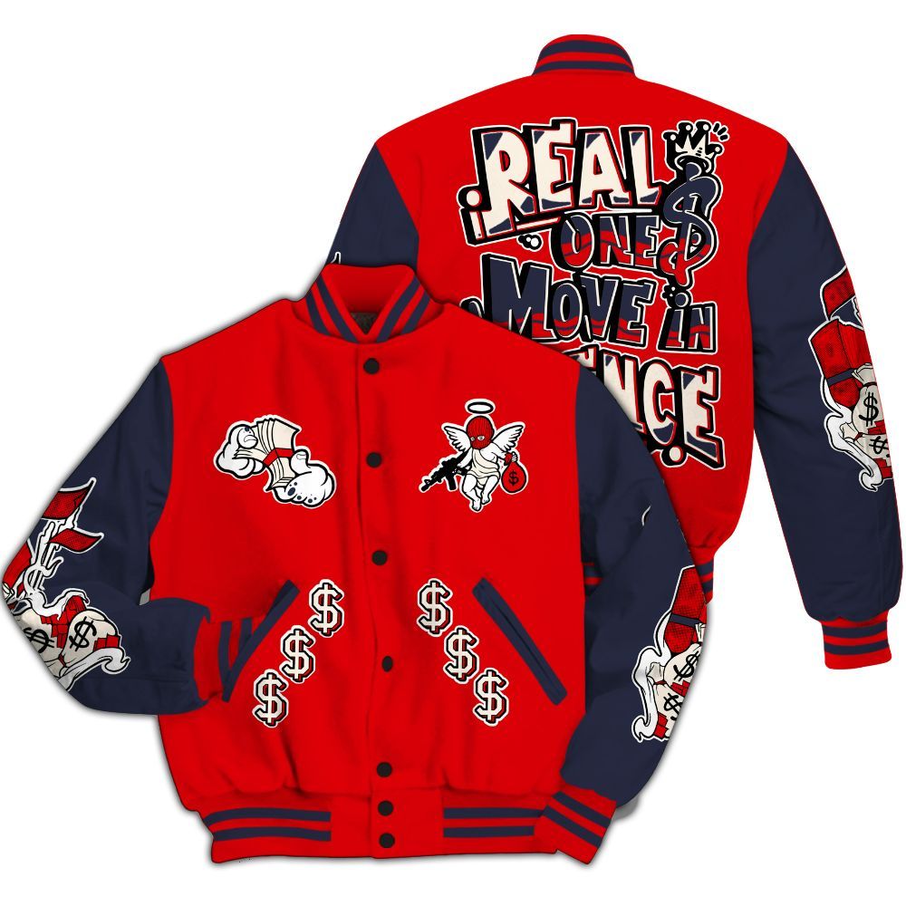 Varsity Jacket To Match Low OG Howard University 1s - Ones Move In Silence Graphic All Over Print