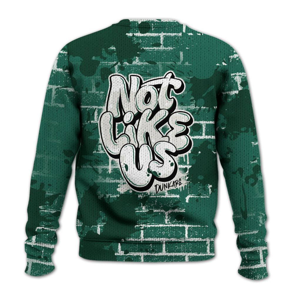 Knitted Sweater To Match Oxidized Green 4s - None Like Us Graphic Brick Art