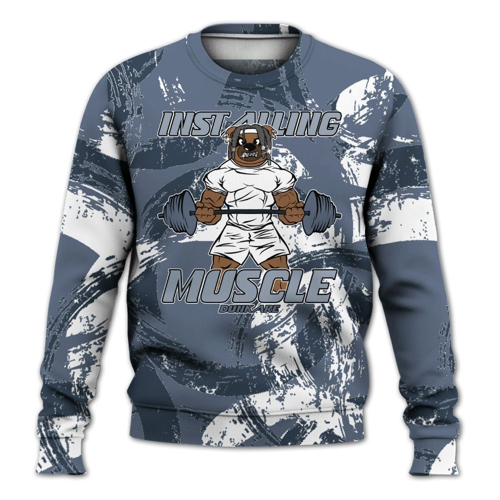 Sweatshirt To Match Low Diffused Blue 11s - Installing Muscle Bear Circle Slpash All Over Print