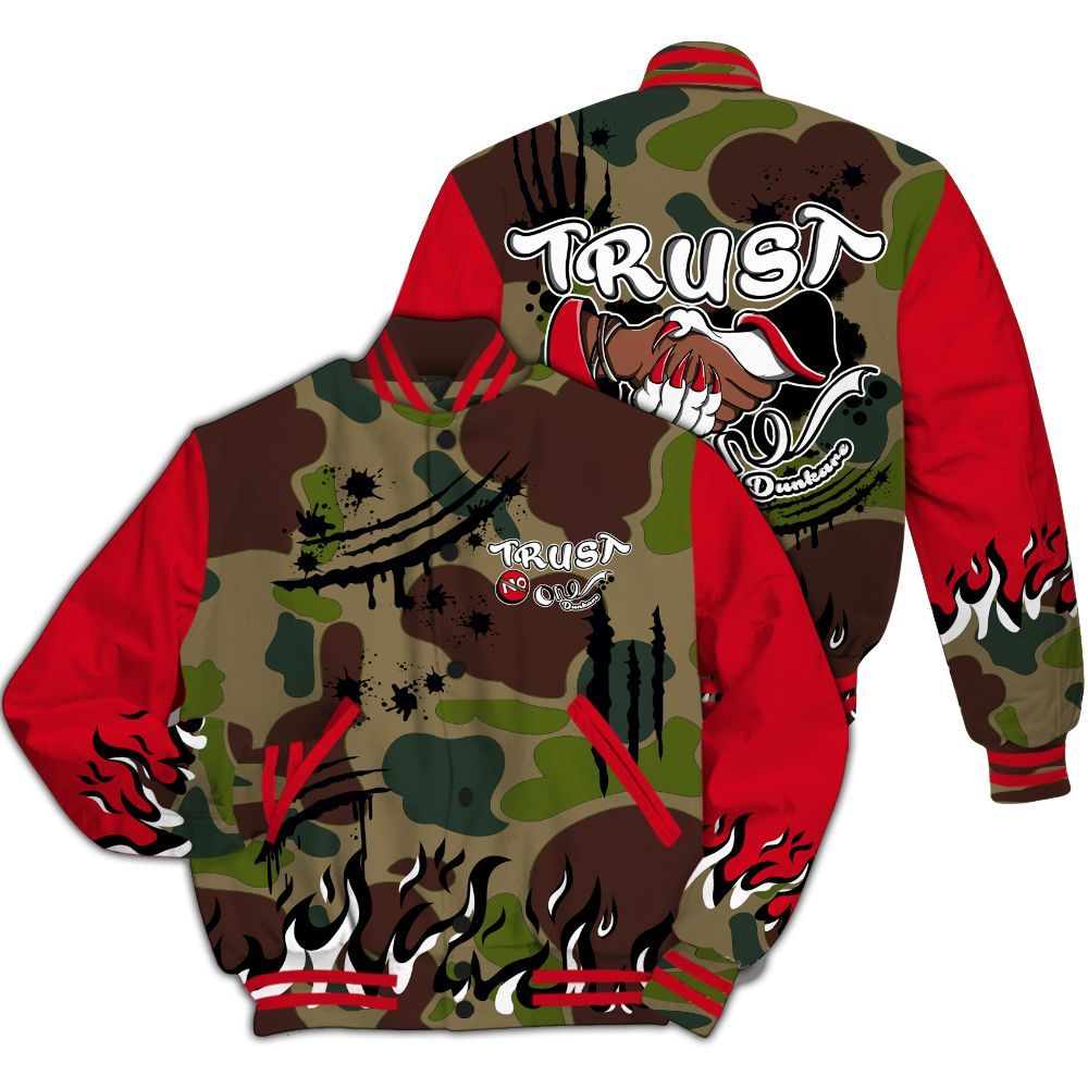 Varsity Jacket To Match Air Max 90 Duck Camo Red - Graphic Trust No One All Over Print