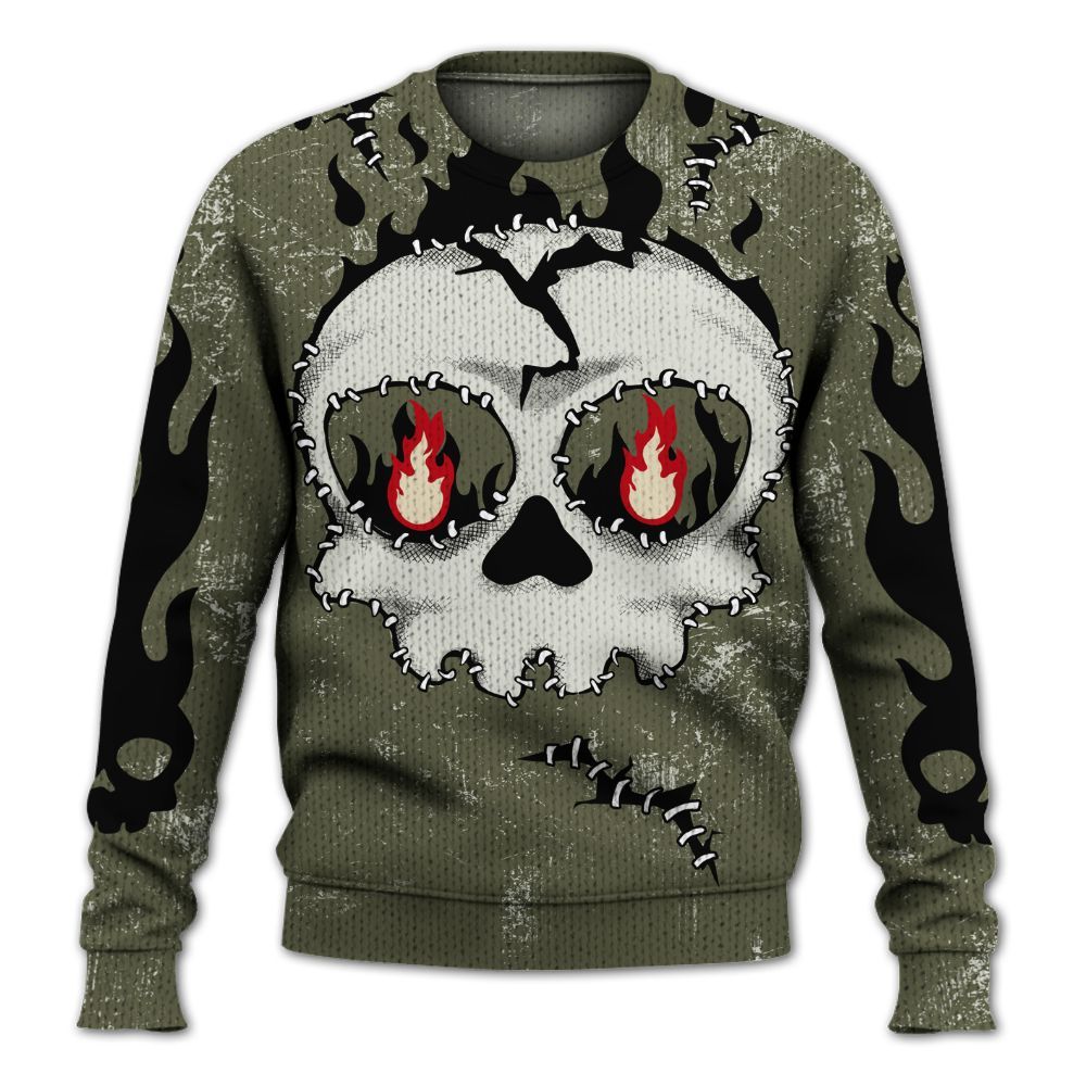 Knitted Sweater To Match Travis Scott Low OG Medium Olive 1s - Cracked Skull Stitches