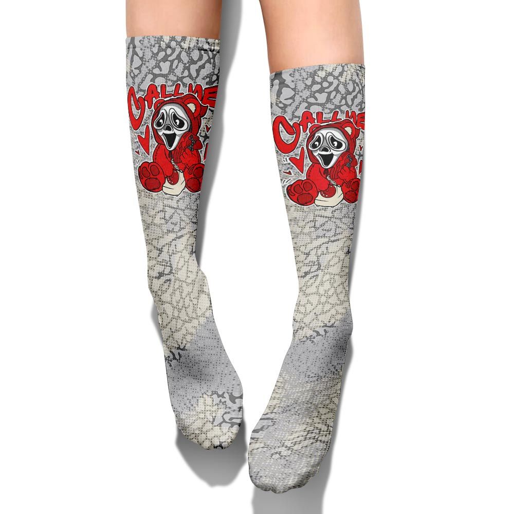 Sock To Match Cement Grey 3s - Call Me Bear Halloween Abstract Halftone