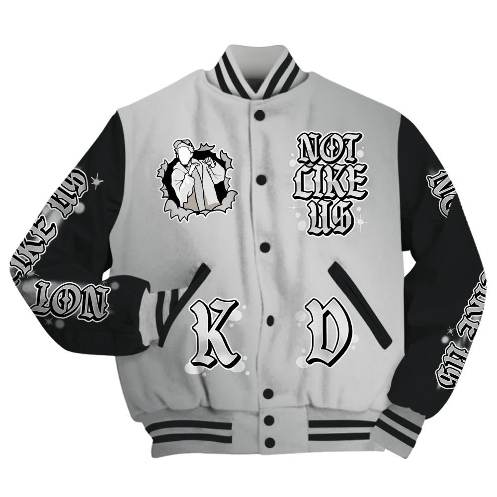 Varsity Jacket To Match Metallic Silver 14s - None Like Us Graphic All Over Print