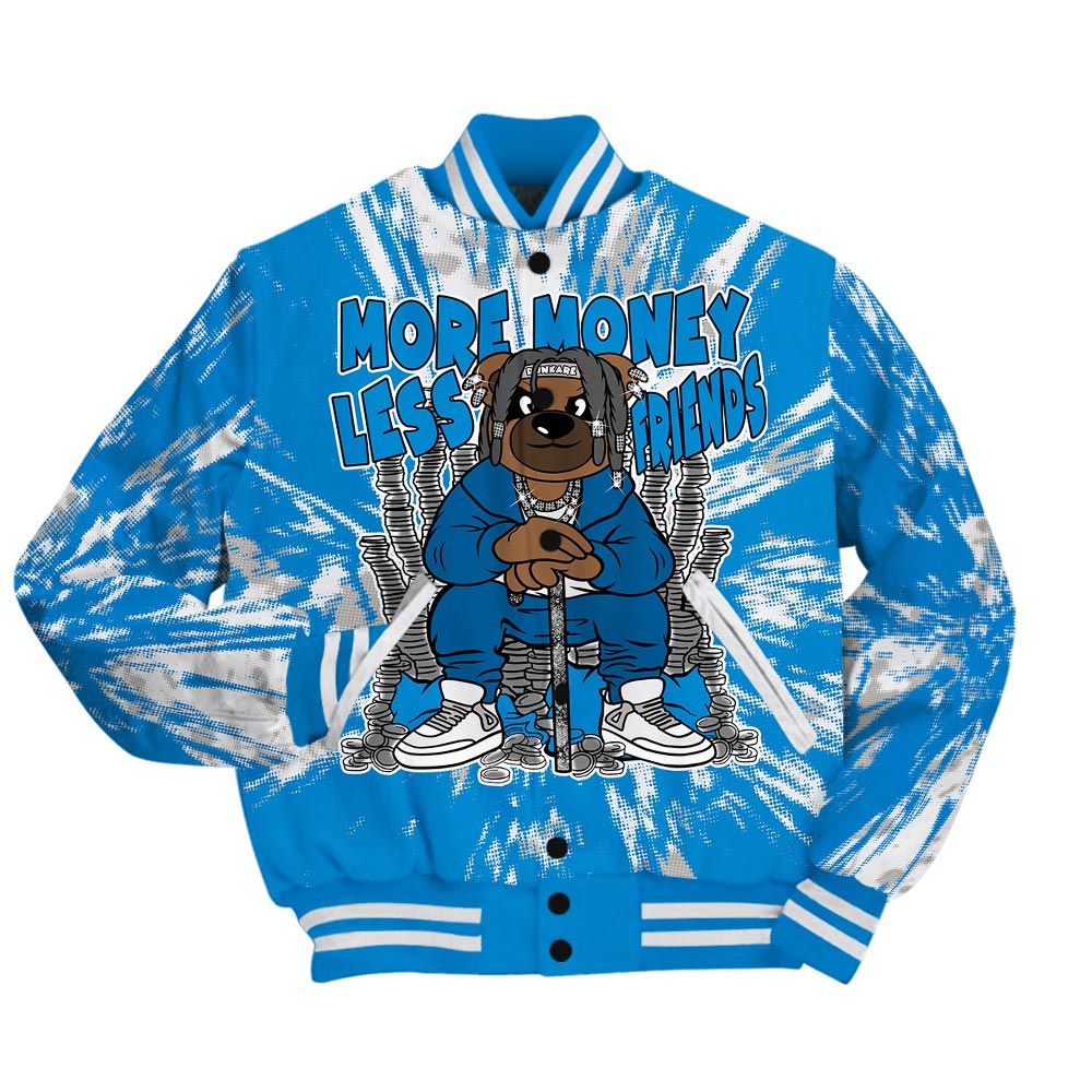 Varsity Jacket To Match Industrial Blue 4s - More Moneys Bear Luxury Varsity Jacket Unisex