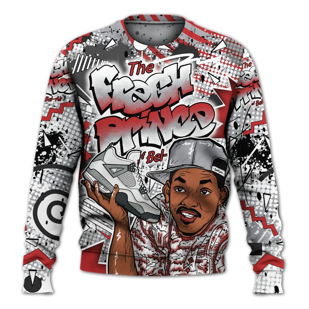 Sweatshirt To Match White Cement 4s - Fresh Sneaker 90s All Over Print