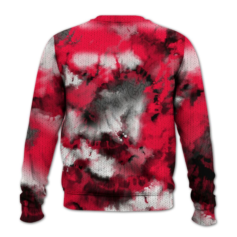 Knitted Sweater To Match Retro Fire Red 3s - SNEAKER Girl Money Drip Tie Dye