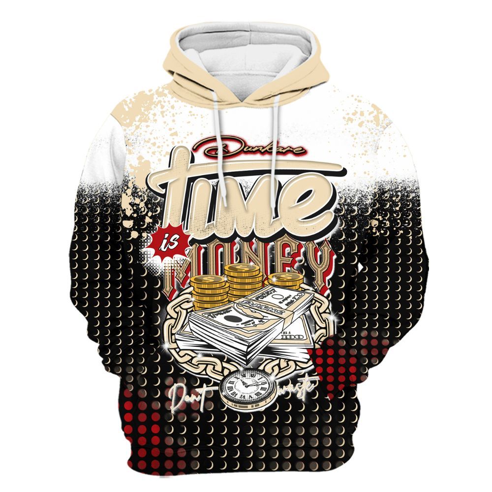 Hoodie To Match Dunk Low Strawberry Waffle - Halftone Time Is Money All Over Print