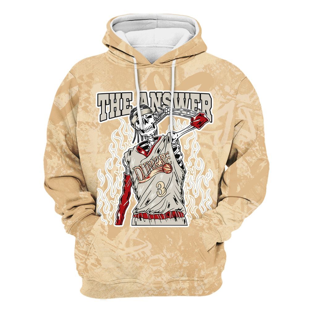 Hoodie To Match Dunk Low Strawberry Waffle - Allen Answer Skeleton Heart All Over Print