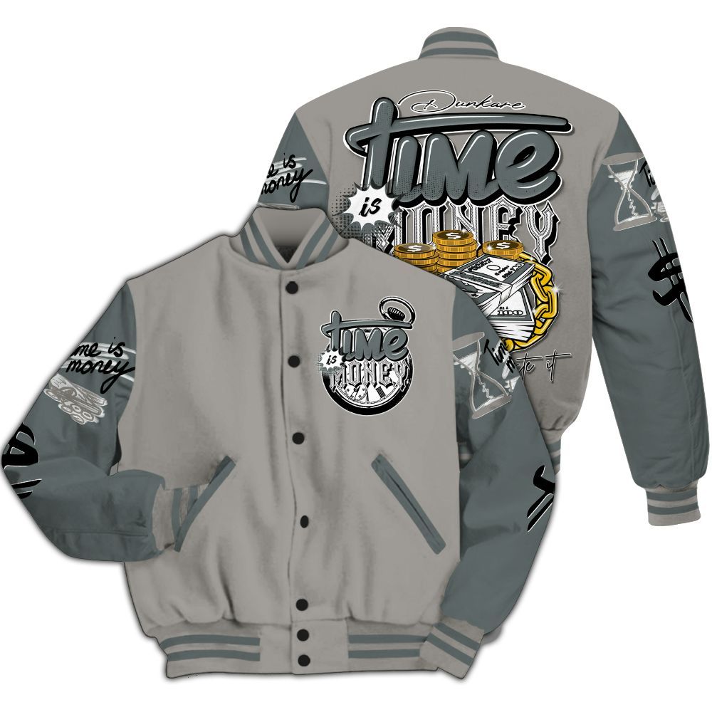 Varsity Jacket To Match Cool Grey 9s - Time Is Money All Over Print