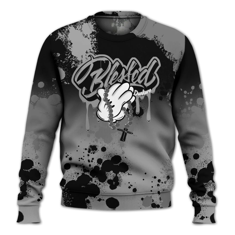 Sweatshirt To Match Black Wolf Grey 12s - God Blessed Dripping All Over Print