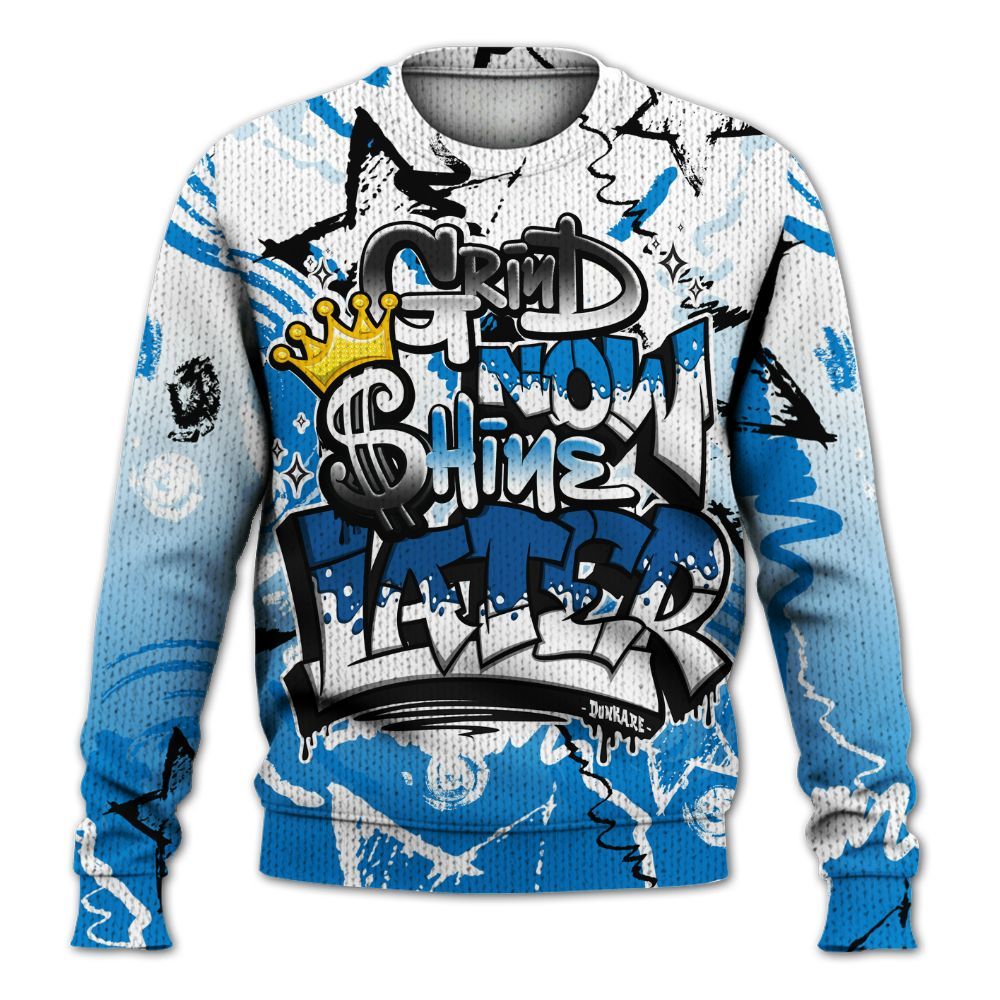 Sweater To Match High OG FragmentxULA White Black 1s - Grind Shine Later Drip Graphic