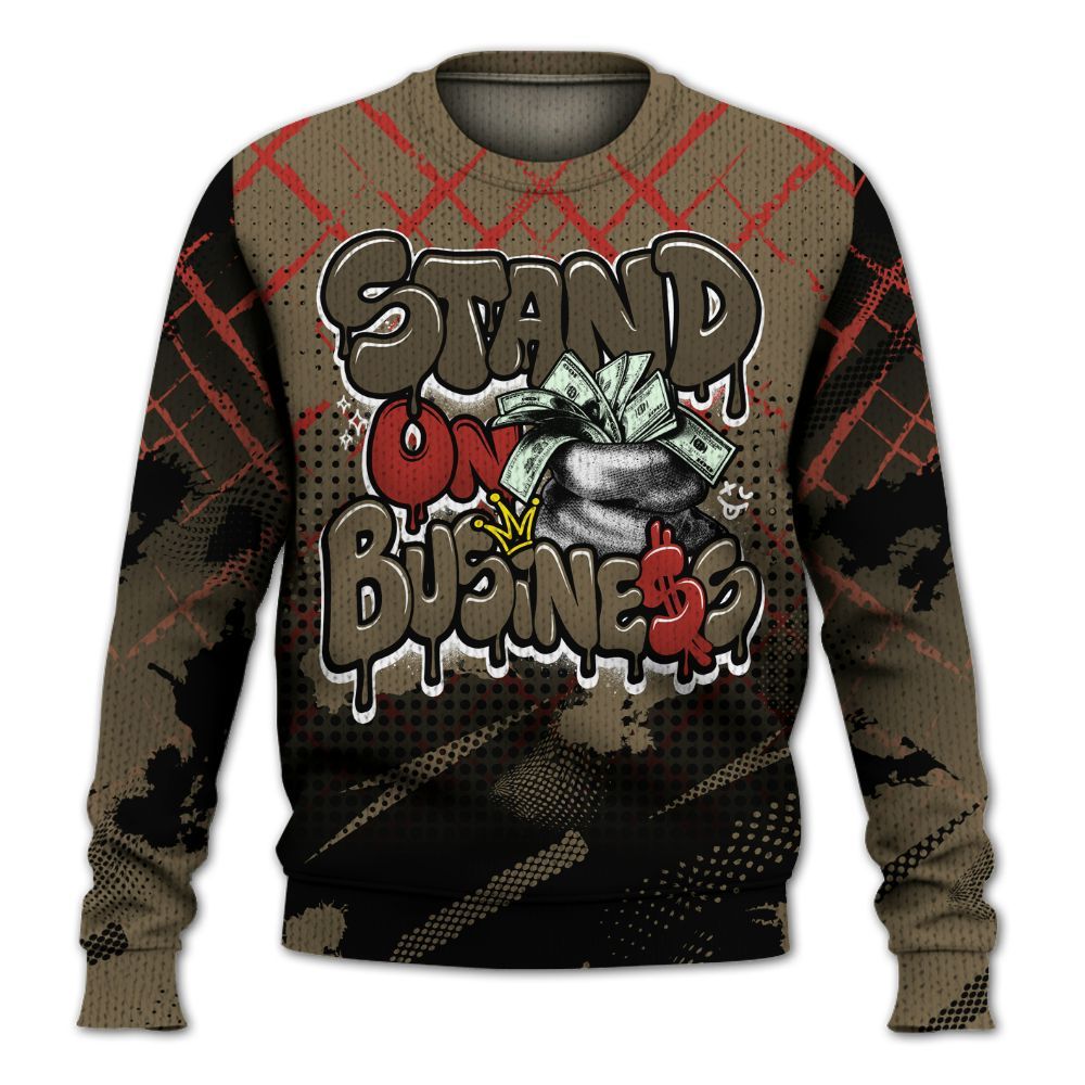 Knitted Sweater To Match Olive 9s - Halftone Stand Business Dripping