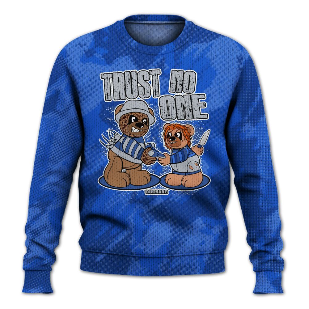 Knitted Sweater To Match Air Foamposite One Royal - Trust No One Bear Abstract Halftone