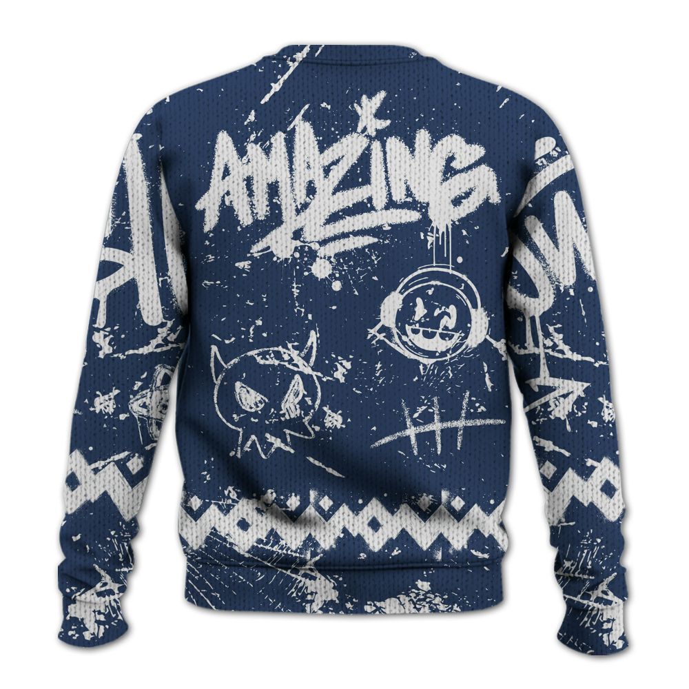 Knitted Sweater To Match Low 85 Metallic Blue 1s - Friday Sneaker Crayon