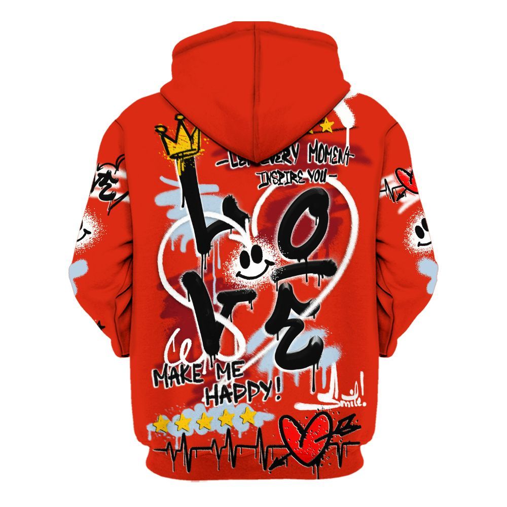 Hoodie To Match Retro Cherry 11s - Happy Love Beats Graffiti Streetwear All Over Print