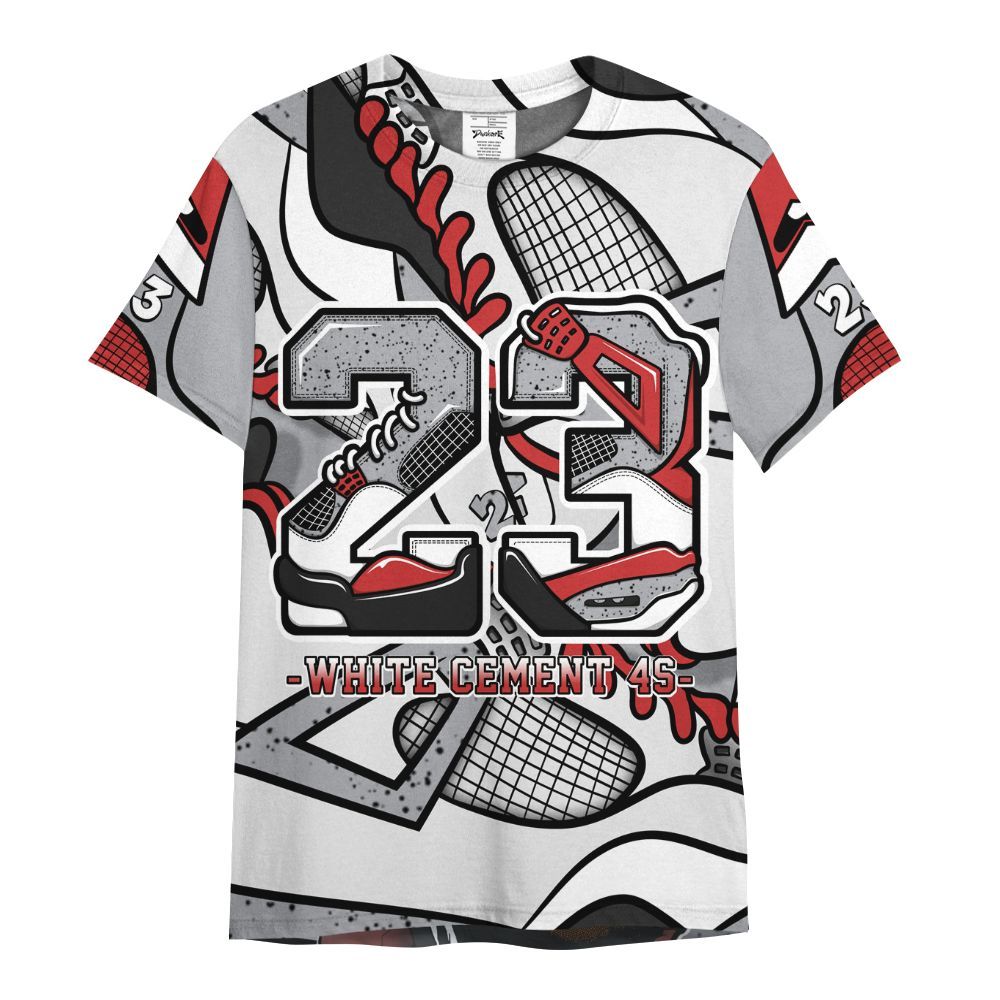 Shirt To Match White Cement 4s - Number 23 Style 4s All Over Print