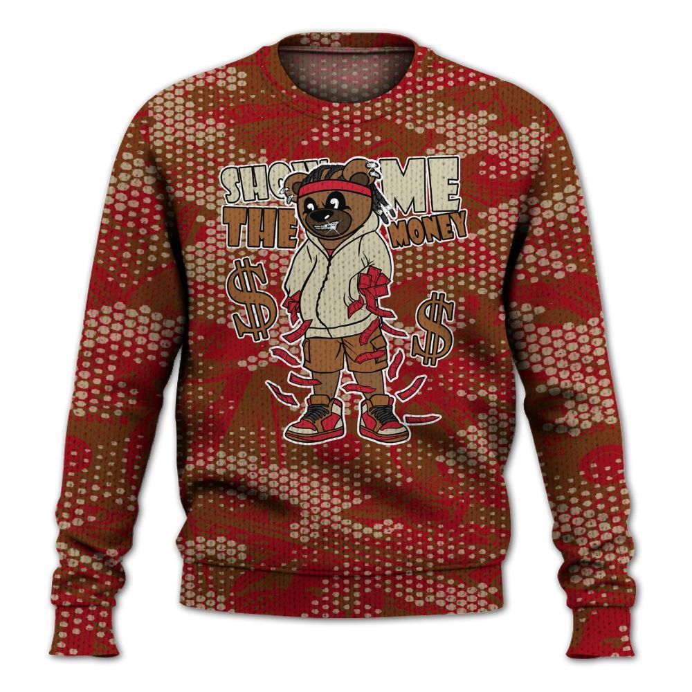 Knitted Sweater To Match Archaeo Brown 5s - Show Me Bear Banknotes Art