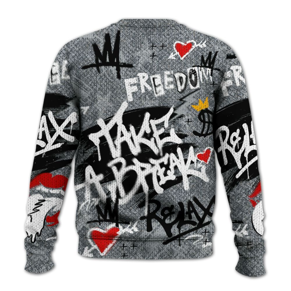Knitted Sweater To Match Low CNY Year Of The Snake 11s - Take Break Freedom Graffiti Streetwear