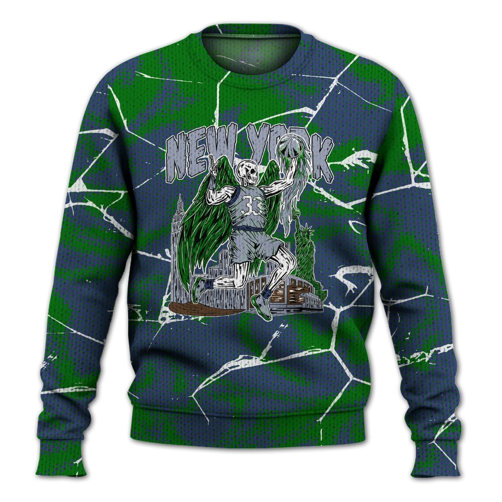 Knitted Sweater To Match Midnight Navy 13s - Ewing Era Skeleton Crack