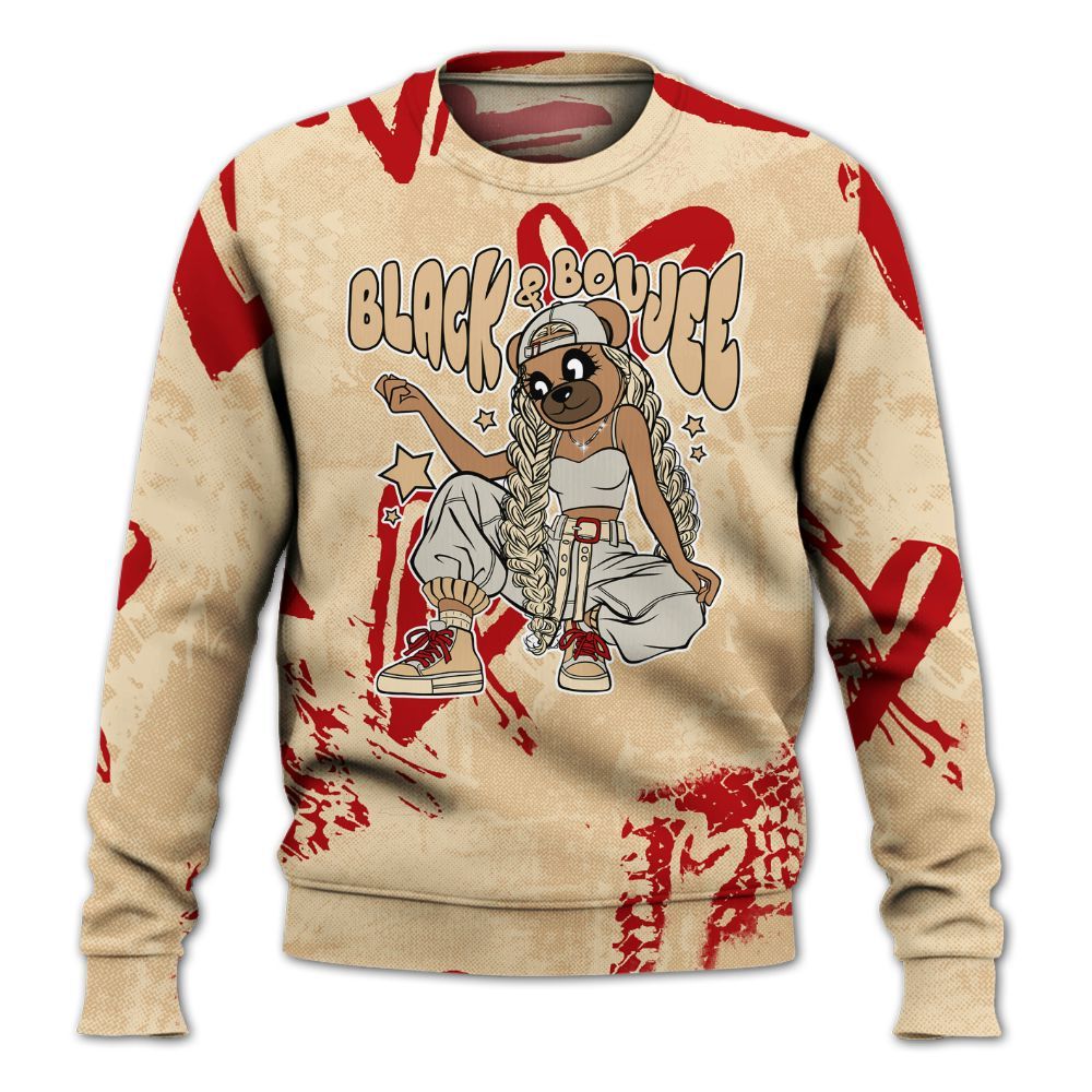 Sweatshirt To Match Dunk Low Strawberry Waffle - Boujee Girls Bear Heart Grunge All Over Print