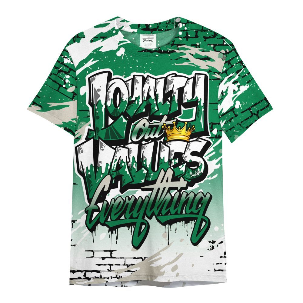 Shirt To Match Lucky Green 2s - Values Of Loyalty Drip All Over Print