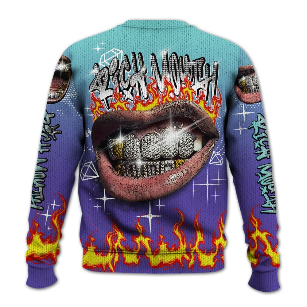 Knitted Sweater To Match Low Hornets 1s - Rich Mouth Fire Rap Retro 90s