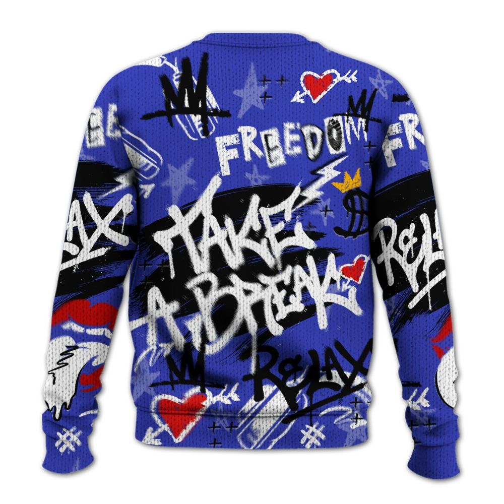 Knitted Sweater To Match Retro Black Concord 12s - Take Break Freedom Graffiti Streetwear