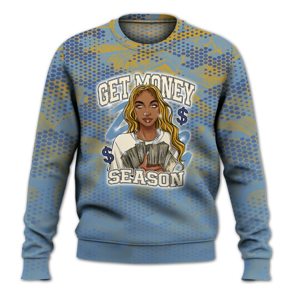 Sweatshirt To Match High OG First In Flight 1s - Get Moneys Season Banknote All Over Print