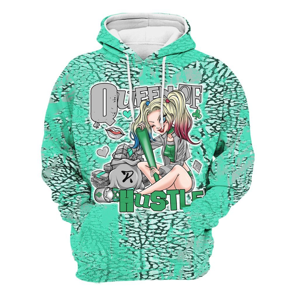 Hoodie To Match Black Green Glow 3s - Hustles Quiinn Heart Grunge All Over Print