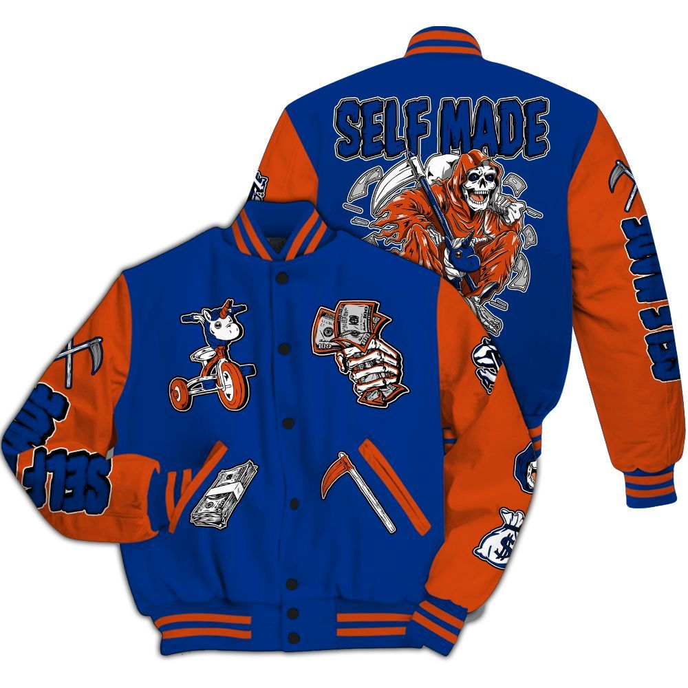 Varsity Jacket To Match Mid Knicks 1s - Self Make Skeleton All Over Print