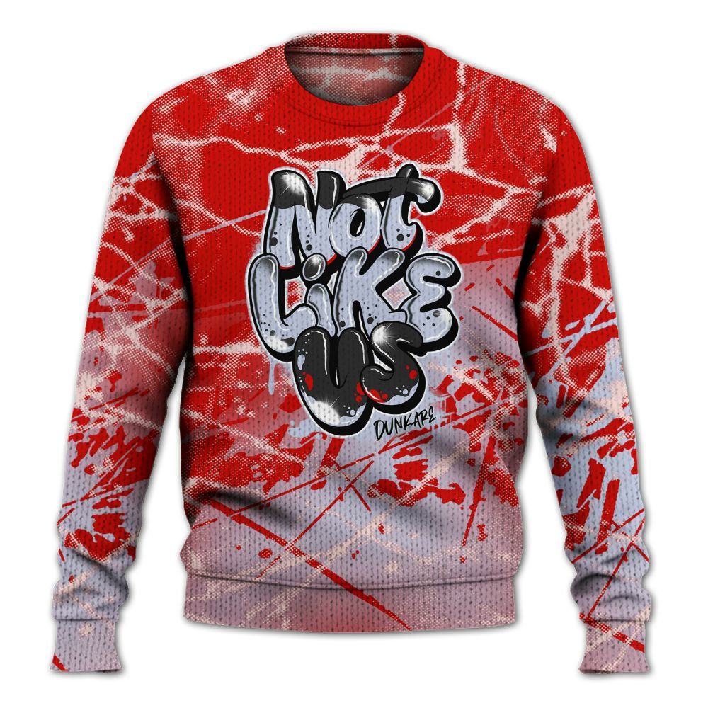 Knitted Sweater To Match Fire Red 6s - None Like Us Graphic