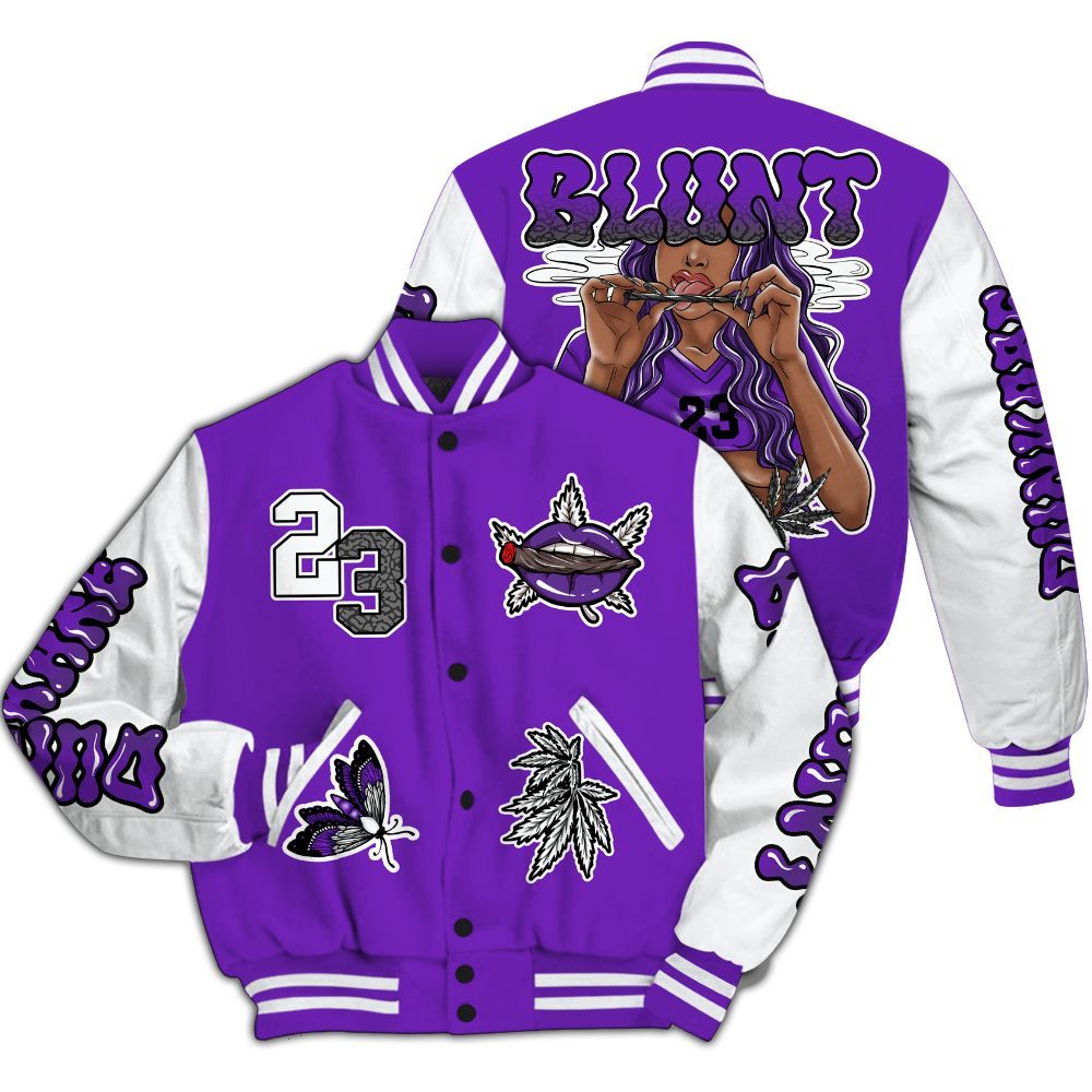 Varsity Jacket To Match Retro Dark Iris 3s - Bluntz Unique All Over Print