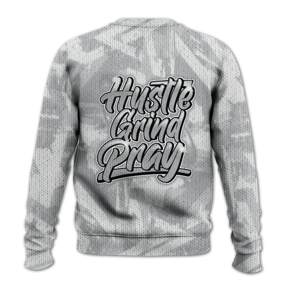 Knitted Sweater To Match Low OG Wolf Grey 1s - Hustles And Prayer Graphic Halftone