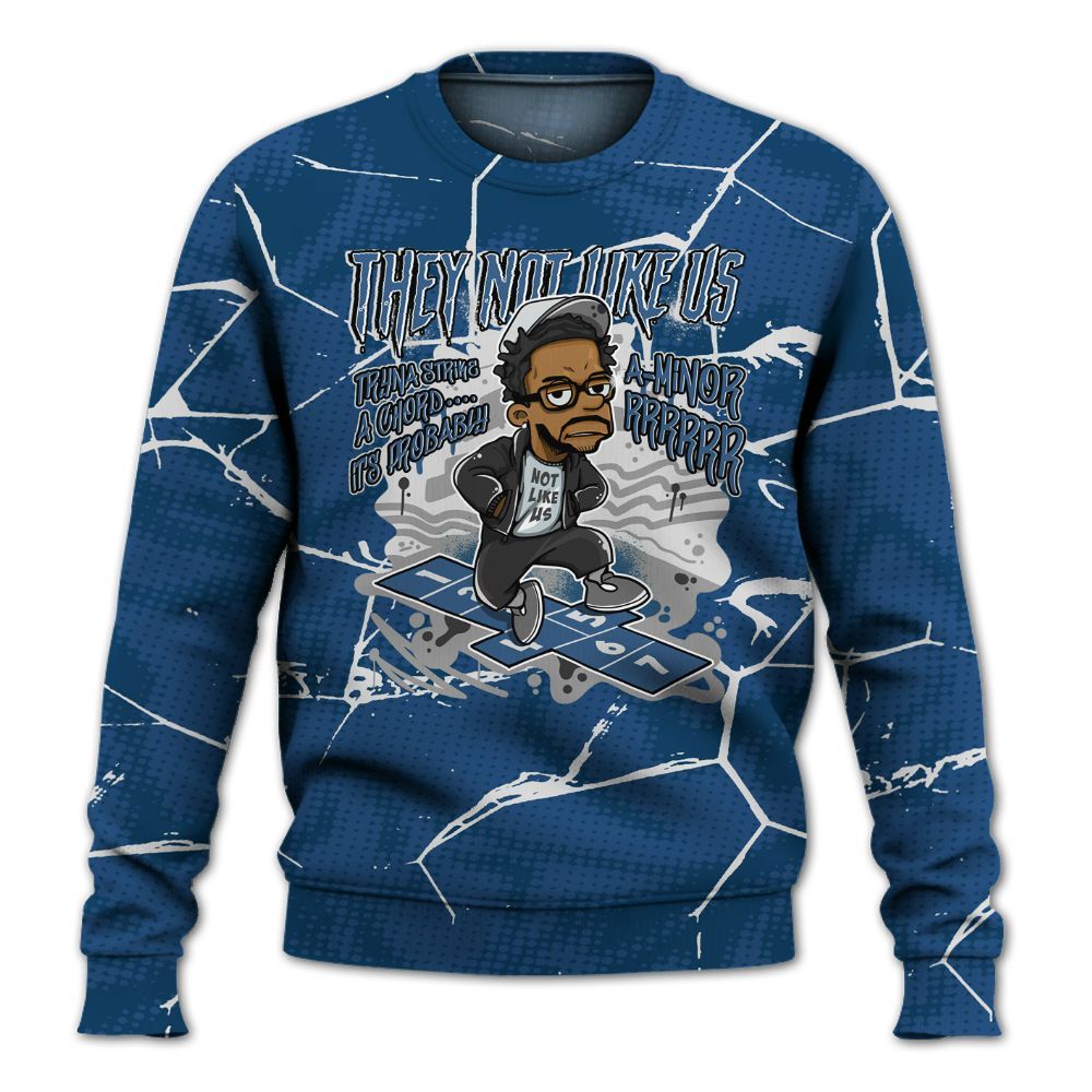 Sweatshirt To Match High OG Midnight Navy 1s - Hopscotch Dislike Us Graphic Crack All Over Print