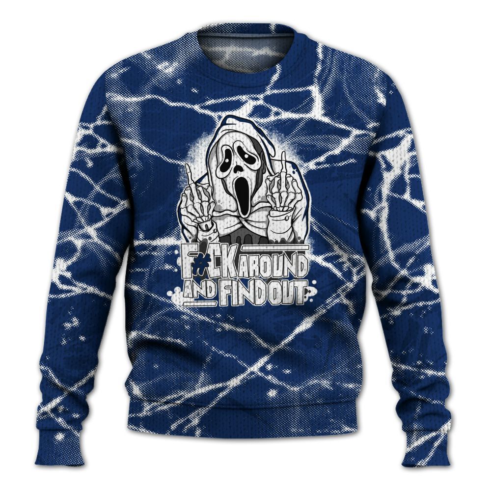 Knitted Sweater To Match High OG Deep Royal Blue 1s - F#CK And Find Out Graphic