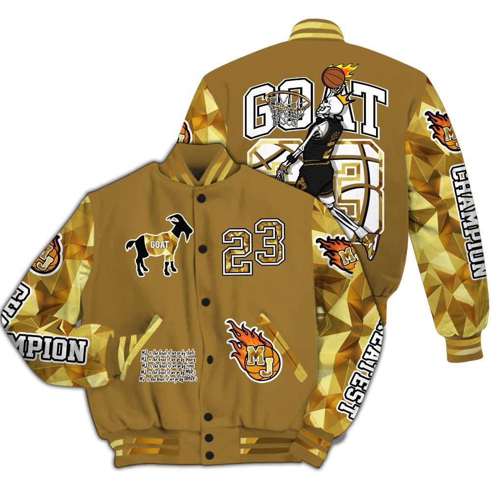Varsity Jacket To Match NET Gold 4s - 23 G.0.A.T Jump Up Basketball All Over Print