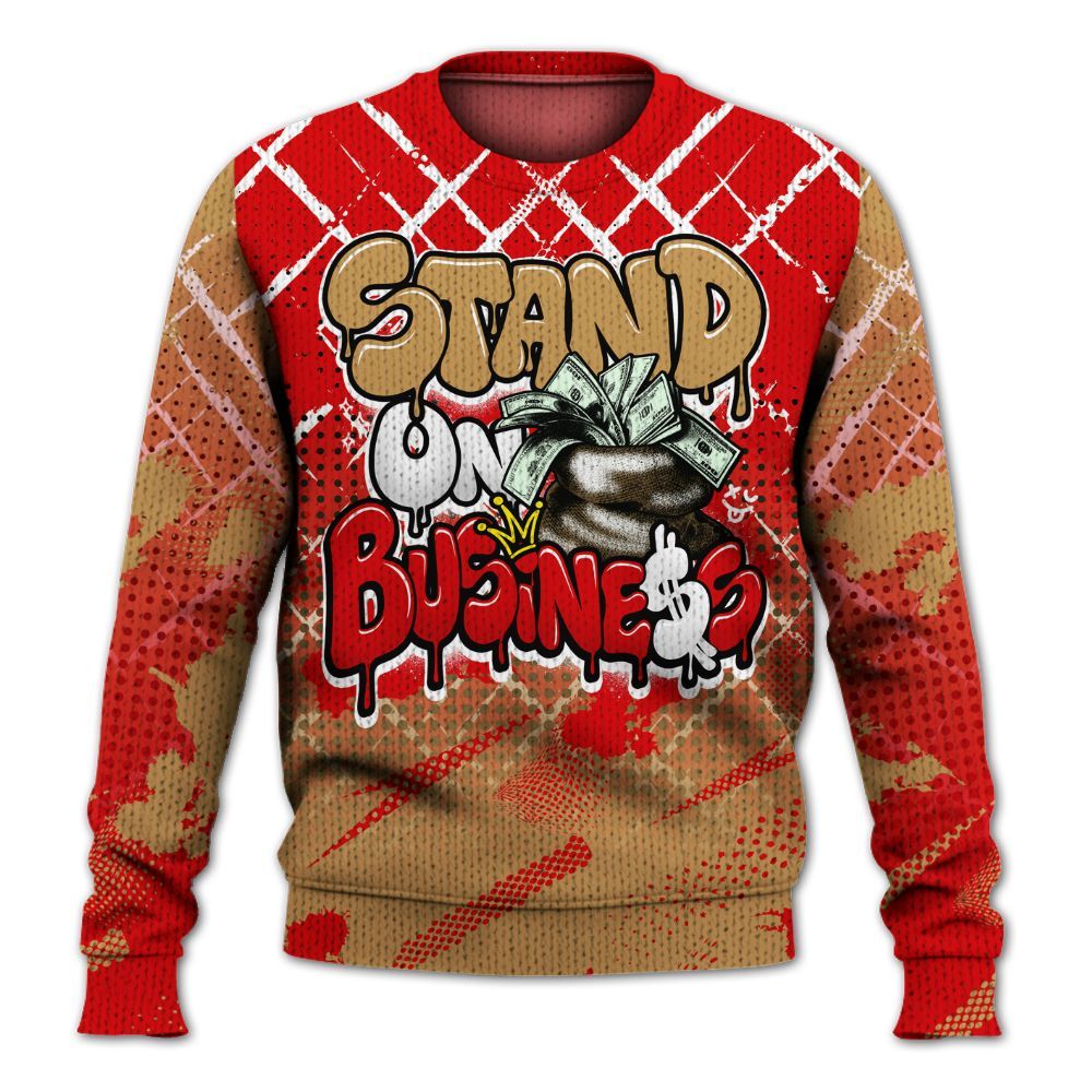 Knitted Sweater To Match Kobe 5 Red Year Of The Mamba - Halftone Stand Business Dripping