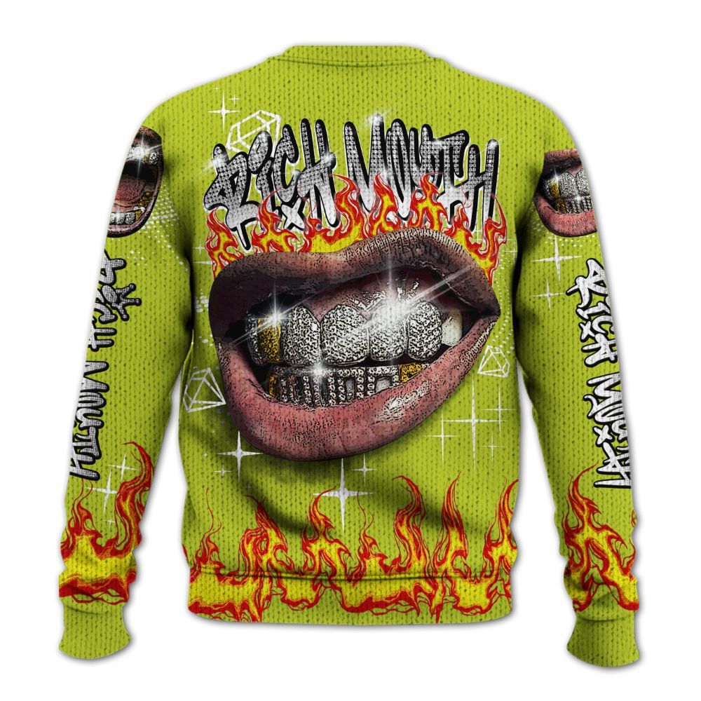 Knitted Sweater To Match Bright Cactus 13s - Rich Mouth Fire Rap Retro 90s