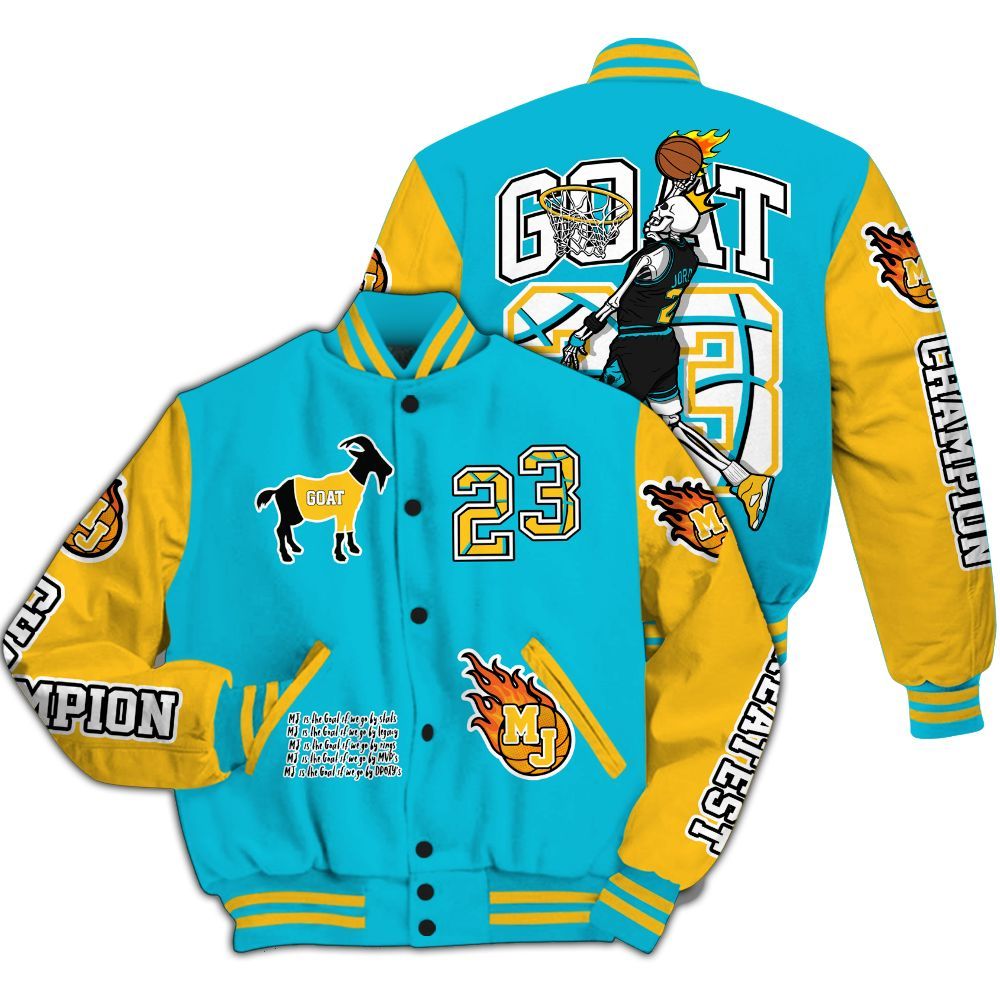 Varsity Jacket To Match Retro Aqua 5s - 23 G.0.A.T Jump Up Basketball All Over Print