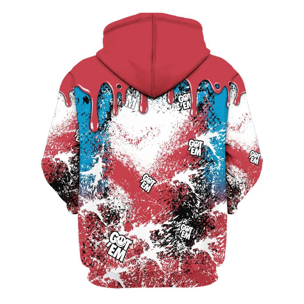Hoodie To Match High OG University Red Dark Powder Blue 1s - Dripping 23 Drip All Over Print