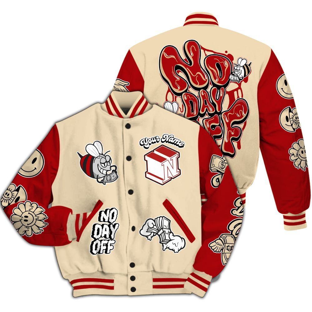 Varsity Jacket To Match Dunk Low Strawberry Waffle - No Day Off Graphic Custom Name All Over Print
